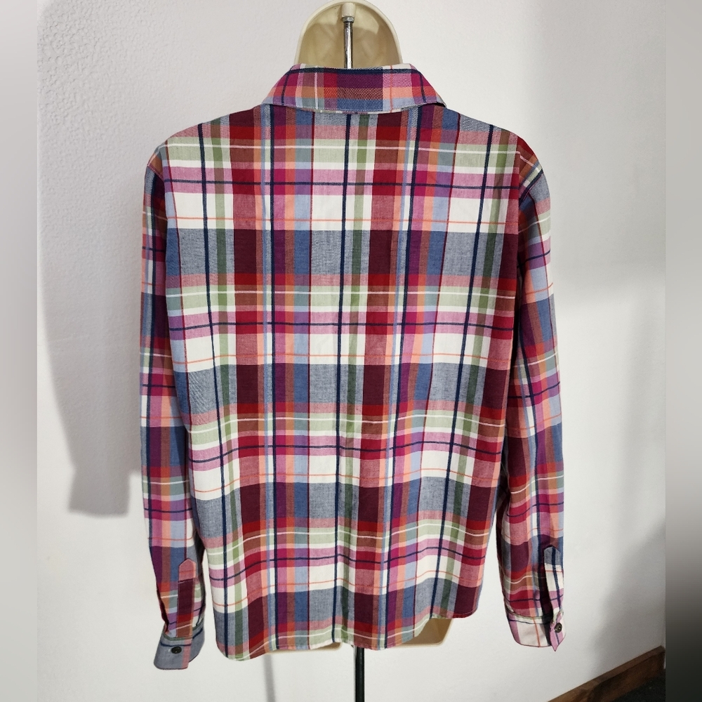 Alfred Dunner Shirt Plaid Cotton Blend Button Up Red Size 10 - Picture 8 of 15